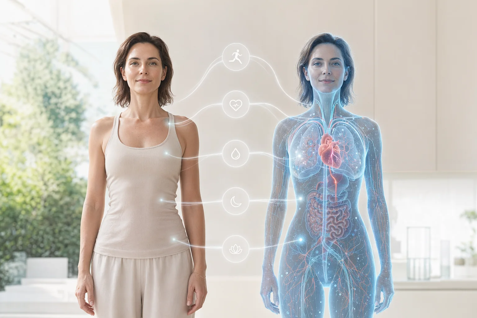 A person alongside a representation of their virtual twin